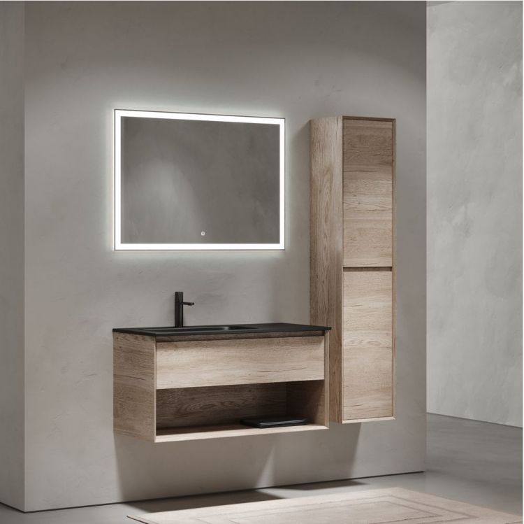 Тумба подвесная SANCOS под раковину левая Marmi 1.0, дуб галифакс натуральный 995х445х520, MR1.0100LEG