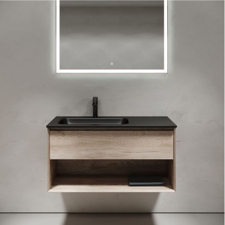 Тумба подвесная SANCOS под раковину левая Marmi 1.0, дуб галифакс натуральный 995х445х520, MR1.0100LEG