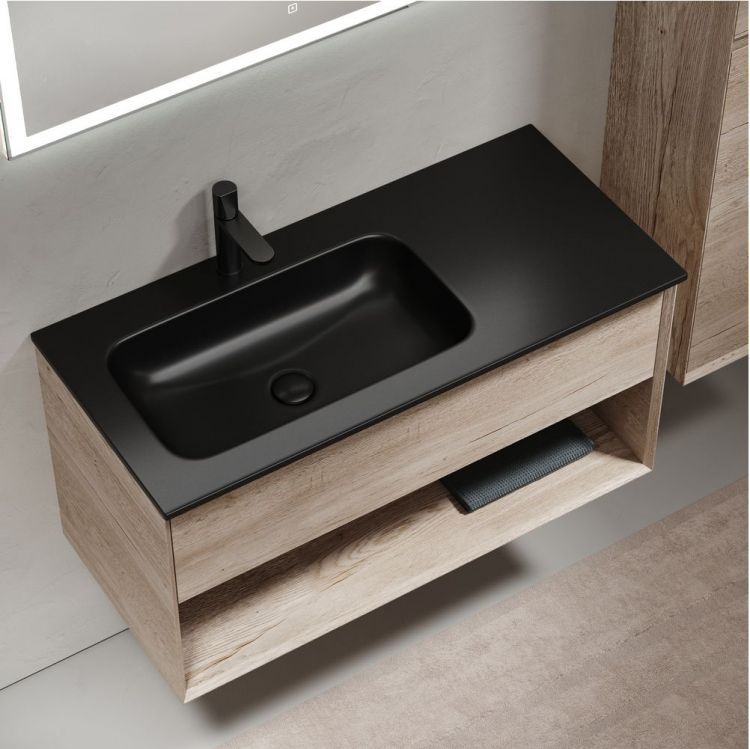 Тумба подвесная SANCOS под раковину левая Marmi 1.0, дуб галифакс натуральный 995х445х520, MR1.0100LEG