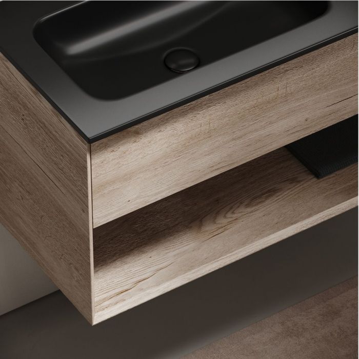 Тумба подвесная SANCOS под раковину левая Marmi 1.0, дуб галифакс натуральный 995х445х520, MR1.0100LEG