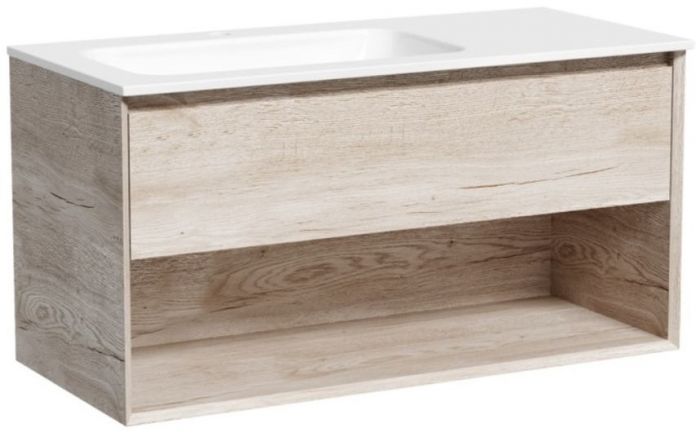 Тумба подвесная SANCOS под раковину левая Marmi 1.0, дуб галифакс натуральный 995х445х520, MR1.0100LEG