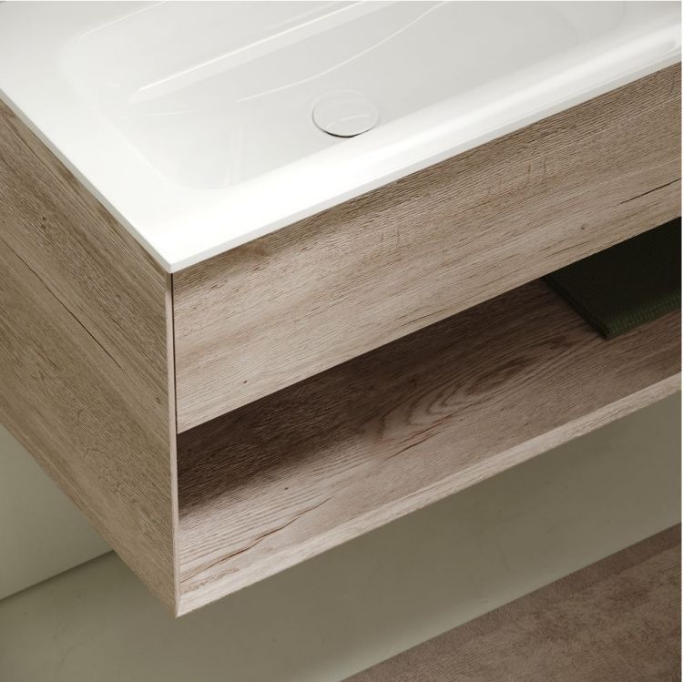 Тумба подвесная SANCOS под раковину левая Marmi 1.0, дуб галифакс натуральный 995х445х520, MR1.0100LEG