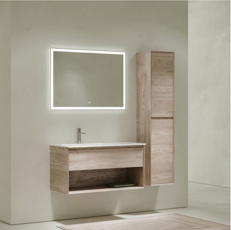 Тумба подвесная SANCOS под раковину левая Marmi 1.0, дуб галифакс натуральный 995х445х520, MR1.0100LEG