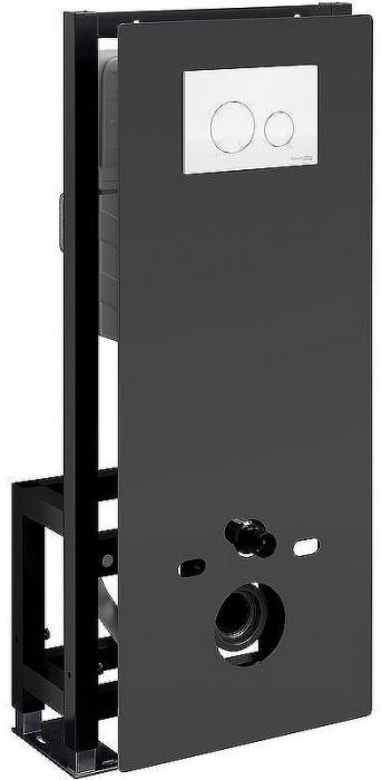 Инсталляция WasserKRAFT Glan 66TLT.010.ME.BL.WM02 для унитаза Черное стекло с Белой матовой клавишей смыва