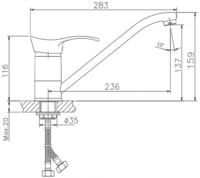 Смеситель для кухни Haiba HB4901 Хром
