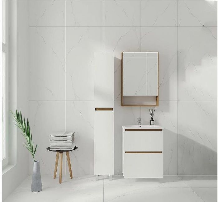 Тумба под раковину VIANT Мальта 70 VMAL70CO-T2YP подвесная Белая Дуб Вотан