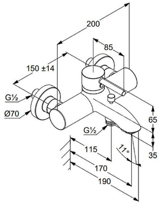 Смеситель для ванны Kludi Bozz 386913976 Черный
