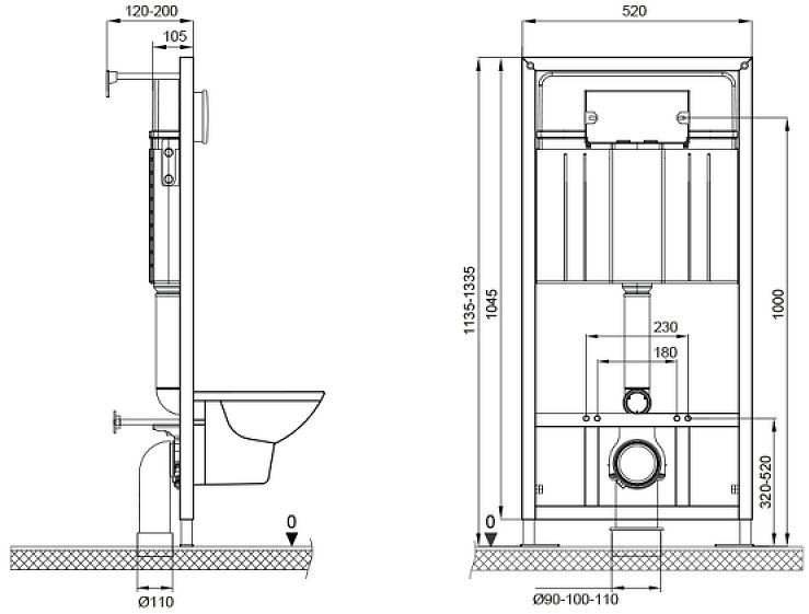 Инсталляция Bettoserb Sava Slim Superior SES40006470 для унитаза с клавишей смыва цвет Белый глянцевый
