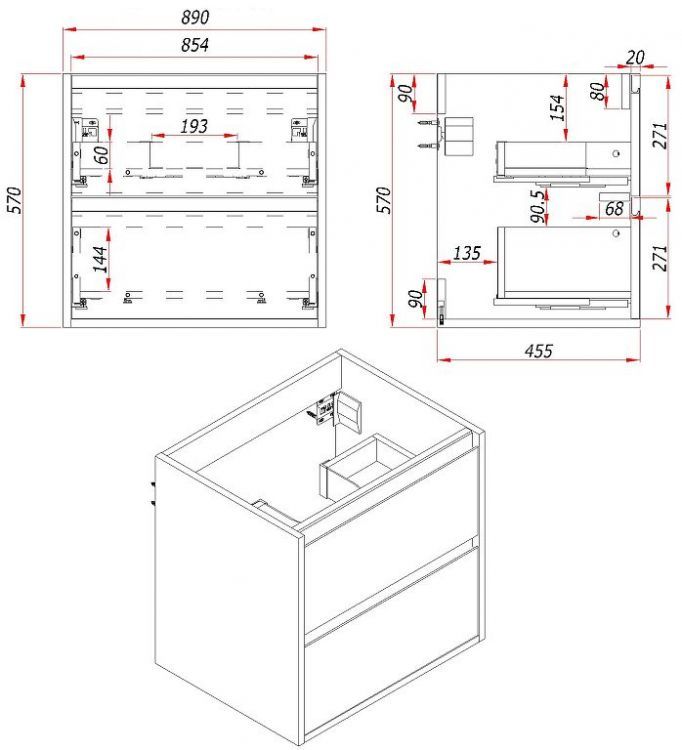 Тумба под раковину ЗОВ Парма 90 P90AT подвесная цвет Древесина Аттик