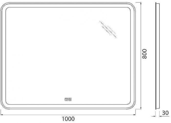Зеркало BelBagno SPC-MAR-1000-800-LED-TCH-WARM с подсветкой с подогревом с сенсорным выключателем