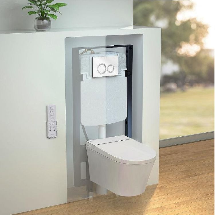 Комплект унитаза биде с инсталляцией Jacob Delafon Seine E34360-00 с сиденьем Микролифт и Белой глянцевой клавишей смыва