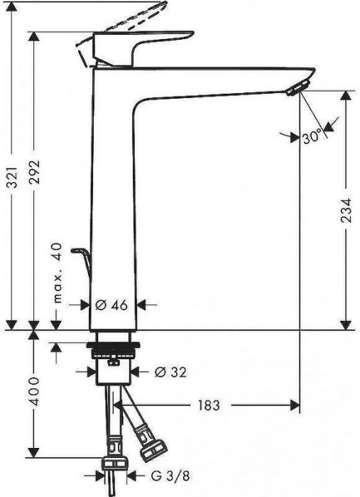 Смеситель для раковины Hansgrohe Talis E 71716670 Черный матовый