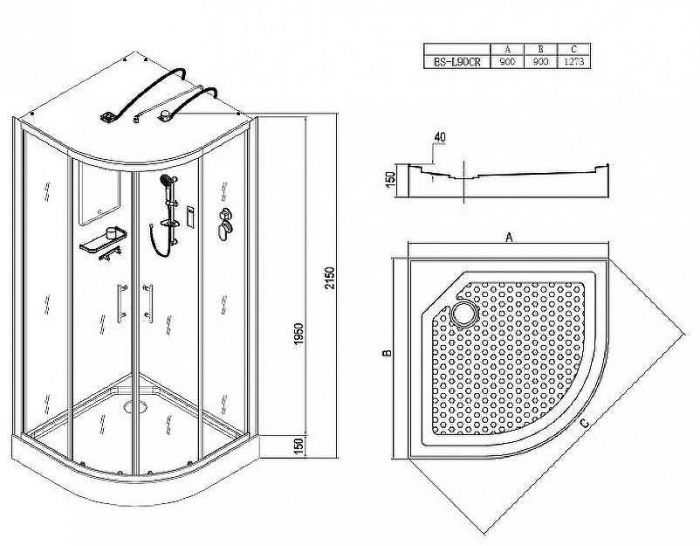 Душевая кабина Esbano ES-L90CR 90x90 ESKL90CR без гидромассажа