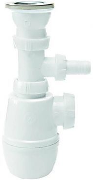 Сифон для кухонной мойки Wirquin Минор 30718032 с отводом для стиральной или посудомоечной машины Нержавеющая сталь