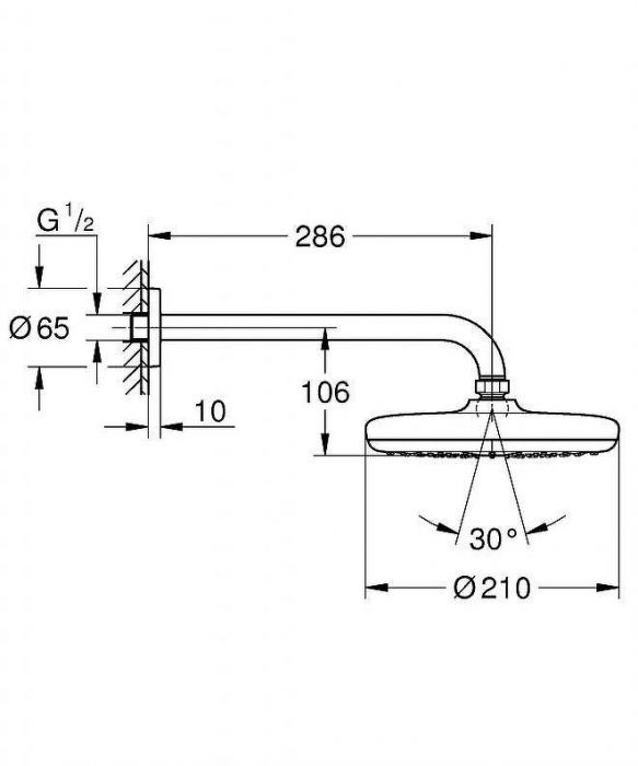 Верхний душ Grohe Tempesta 210 26411000 Хром