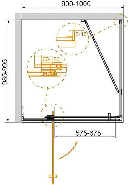 Душевой уголок Cezares Slider 100x100 SLIDER-AH-1-100-90/100-BR-Cr профиль Хром стекло бронзовое