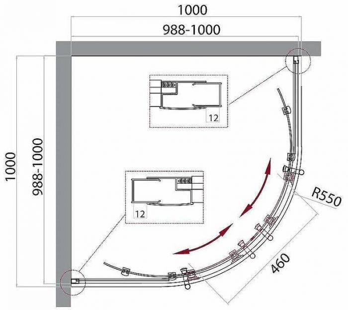 Душевой уголок BelBagno Uno 100х100 UNO-195-R-2-100-P-Cr профиль Хром стекло рифленое