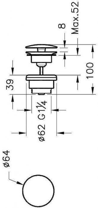 Донный клапан Vitra Origin A4514926 click-clack Медь