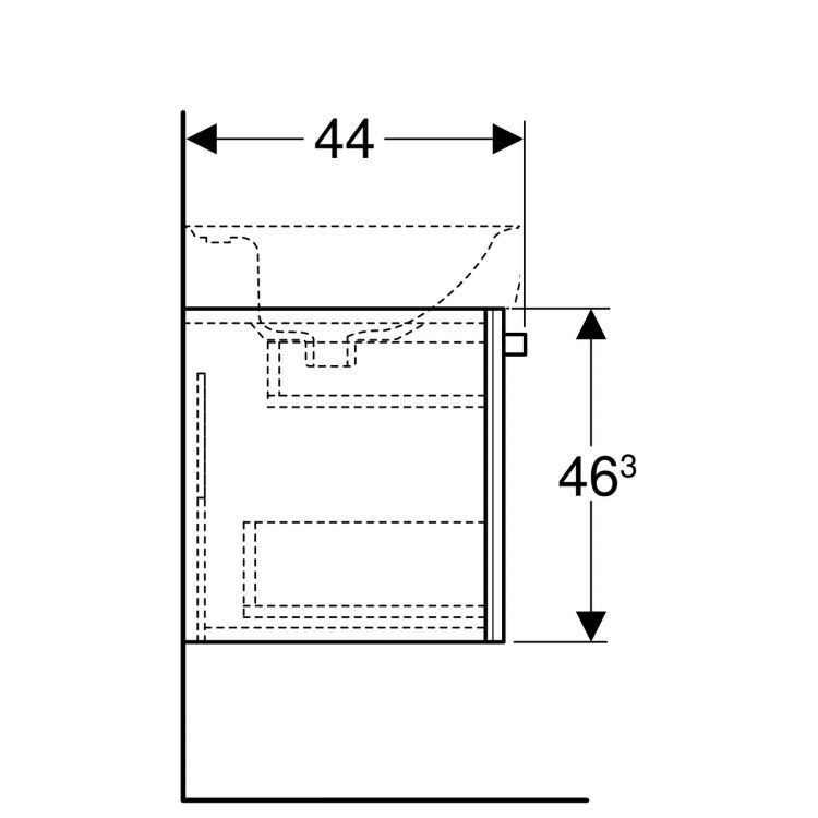 Тумба под раковину Geberit Renova Plan 485 мм, белый [879170000]