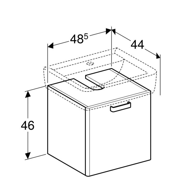 Тумба под раковину Geberit Renova Plan 485 мм, белый [879170000]