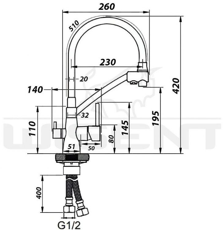 Смеситель для кухни Wisent W4855-25-2 цвет Оникс Смеситель для кухни Wisent W4855-25-2 цвет Оникс
