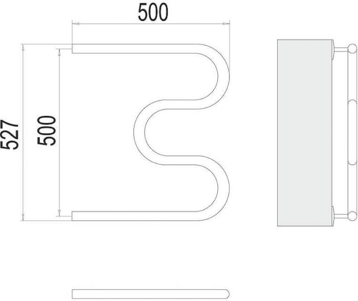 Водяной полотенцесушитель Terminus М-образный (3/4) 500х500 4620768880490 цвет Хром, боковое подключение, G 3/4" НР