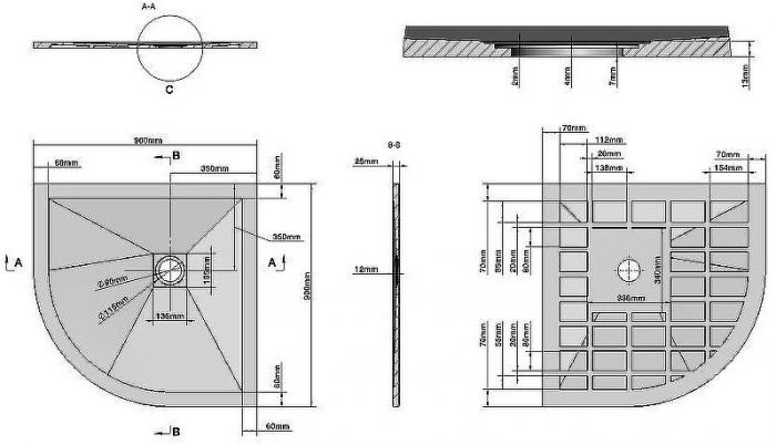Душевой поддон из искусственного камня Grossman Strong 90x90 GR-S29090 Графит