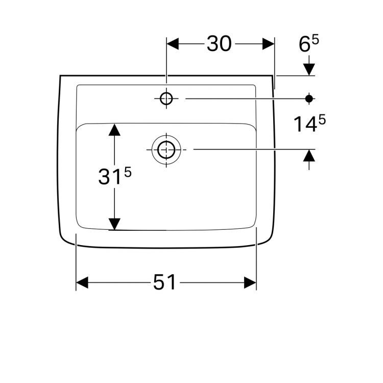 Раковина Geberit Renova Nr.1 Plan, 222260000