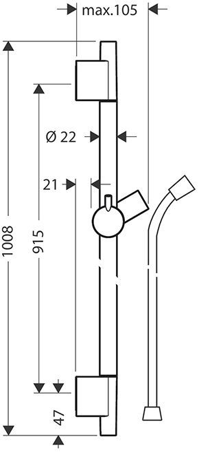 Hansgrohe Raindance Штанга настенная, 100.8см., с держателем для ручного дуща, цвет: хром