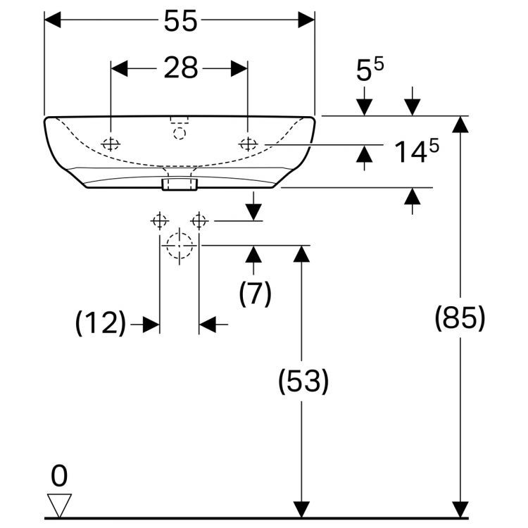 Раковина Geberit Renova Nr.1 Comfort, 258555000 Раковина Geberit Renova Nr.1 Comfort, 258555000