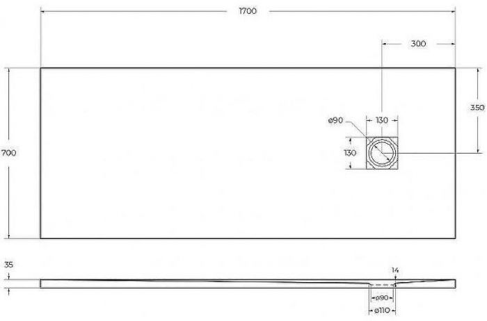 Душевой поддон из искусственного камня BelBagno Uno 170x70 TRAY-MR-UNO-AH-170/70-35-W-CR Белый