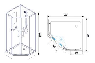Душевая кабина RGW Andaman AN-057 90 см, профиль белый Душевая кабина RGW Andaman AN-057 90 см, профиль белый