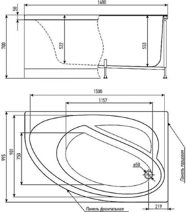 Акриловая ванна Timo Iva 160x100 R IVA1610R без гидромассажа