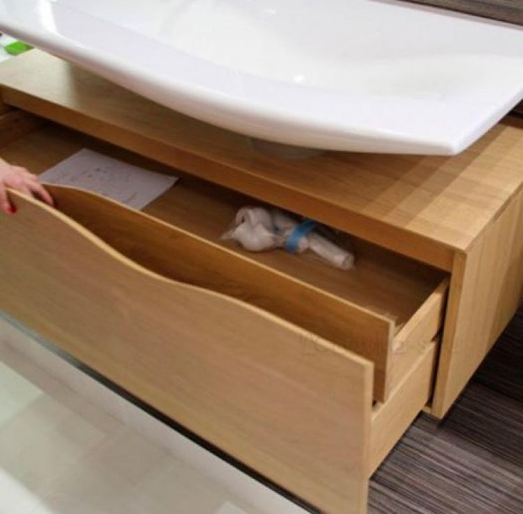 Тумба для ванной Jacob Delafon Stillness шириной 80 см с боковым расположением раковины, массив дуб [EB2002-P6]