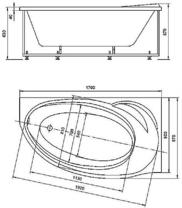 Акриловая ванна Azario Paolina 170х97 R AV.0071170 без гидромассажа