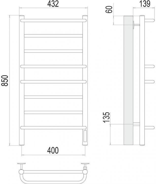 Электрический полотенцесушитель Terminus Евромикс П8 400х850 4670078531285 цвет Хром