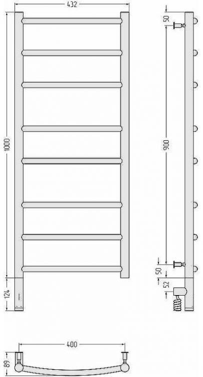 Электрический полотенцесушитель Сунержа Галант 3.0 1000x400 L 00-5800-1040 Хром