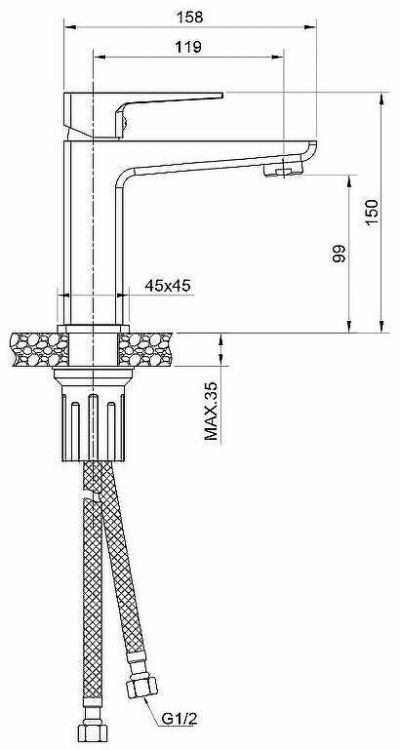 Смеситель для раковины WesnaArt Narcis NAR06-210-25100 Хром