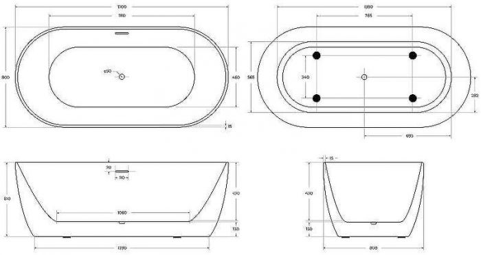 Акриловая ванна BelBagno 170x80 BB413-1700-800 без гидромассажа