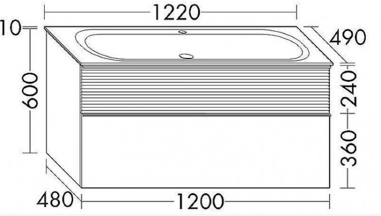 Тумба с раковиной Burgbad Fiumo 120 SFXN122F3957FOT55G0223C0001*1 подвесная Eisblau Softmatt