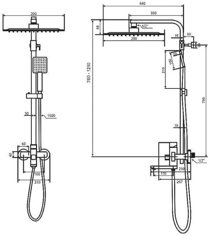 Душевая система WesnaArt Kubus KUB13-314 Сатин