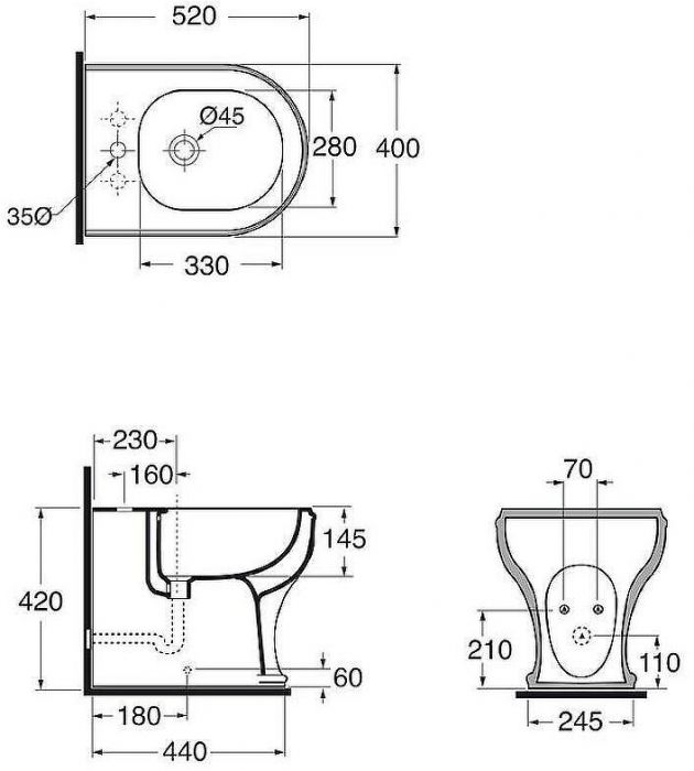 Биде Azzurra Charme CHBIT000000MBI/(CHA500 bi)*1 Белое