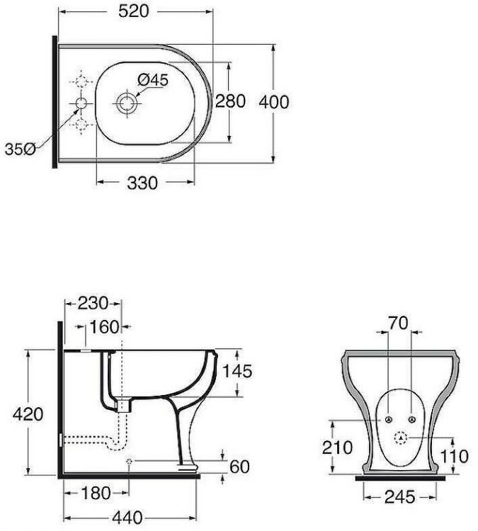 Биде Azzurra Charme CHBIT000000MBI/(CHA500 bi)*1 Белое