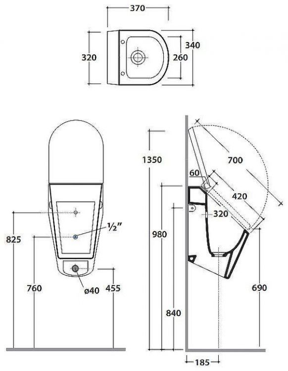 Писсуар Globo Forty3 FO030.BI подвесной Белый