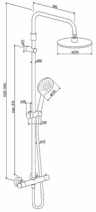 Душевая система Damixa Option DX218091300 с термостатом Черная матовая
