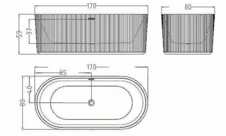 Акриловая ванна Esbano Tortuga 170x80 ESVATORTW Белая без гидромассажа