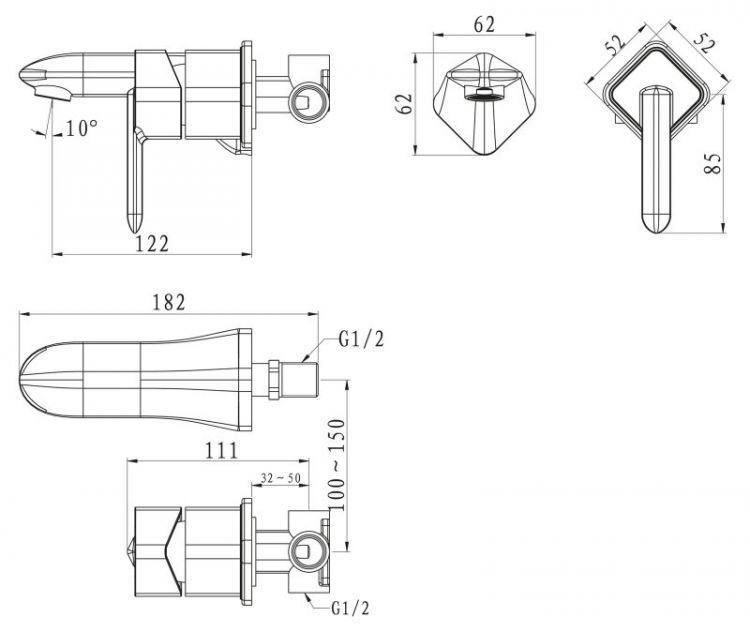 Встраиваемый смеситель для раковины BELBAGNO CRYSTAL CRY-BCM-CRM Встраиваемый смеситель для раковины BELBAGNO CRYSTAL CRY-BCM-CRM