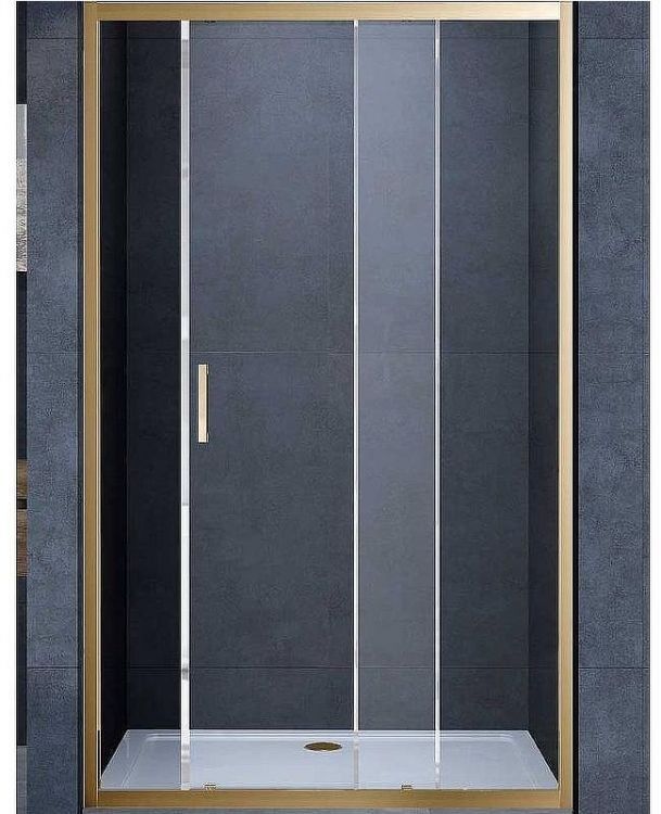Душевая дверь Vincea Alpha 130 VDS-3AL130CLG профиль Брашированное золото стекло прозрачное