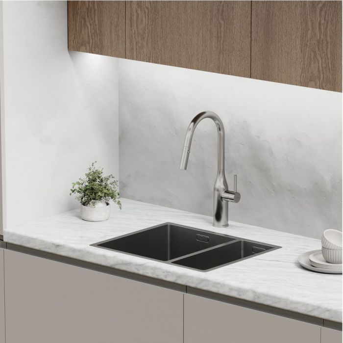 Смеситель для кухни Sancos Grand с вытяжным изливом, цвет нержавеющая сталь, SC4002BNG