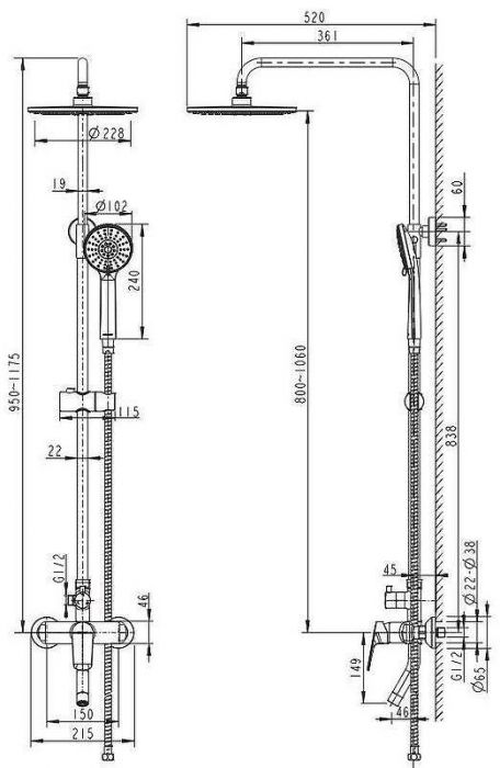 Душевая система Bravat Rhein F6429564CP-A-ENG Хром